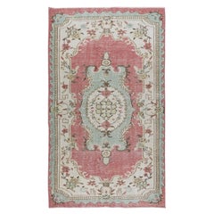 Alfombra turca vintage de 5,3x8,9 pies en rojo. Alfombra de lana con diseño de medallón hecha a mano