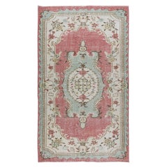 Tapis turc vintage rouge 5,3 x 8,9 m. Tapis en laine à motifs de médaillons faits à la main