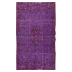 Vintage Handmade Turkish Rug Over-Dyed in Purple for Modern Interiors