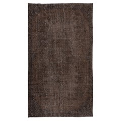5.3x9 Ft Brown Area Rug für moderne Interieurs, handgeknüpft in Zentralanatolien