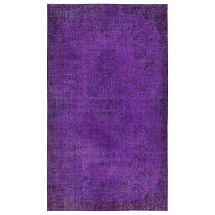 Tappeto viola moderno 5,3x9 piedi, tappeto turco fatto a mano, arredamento bohémien