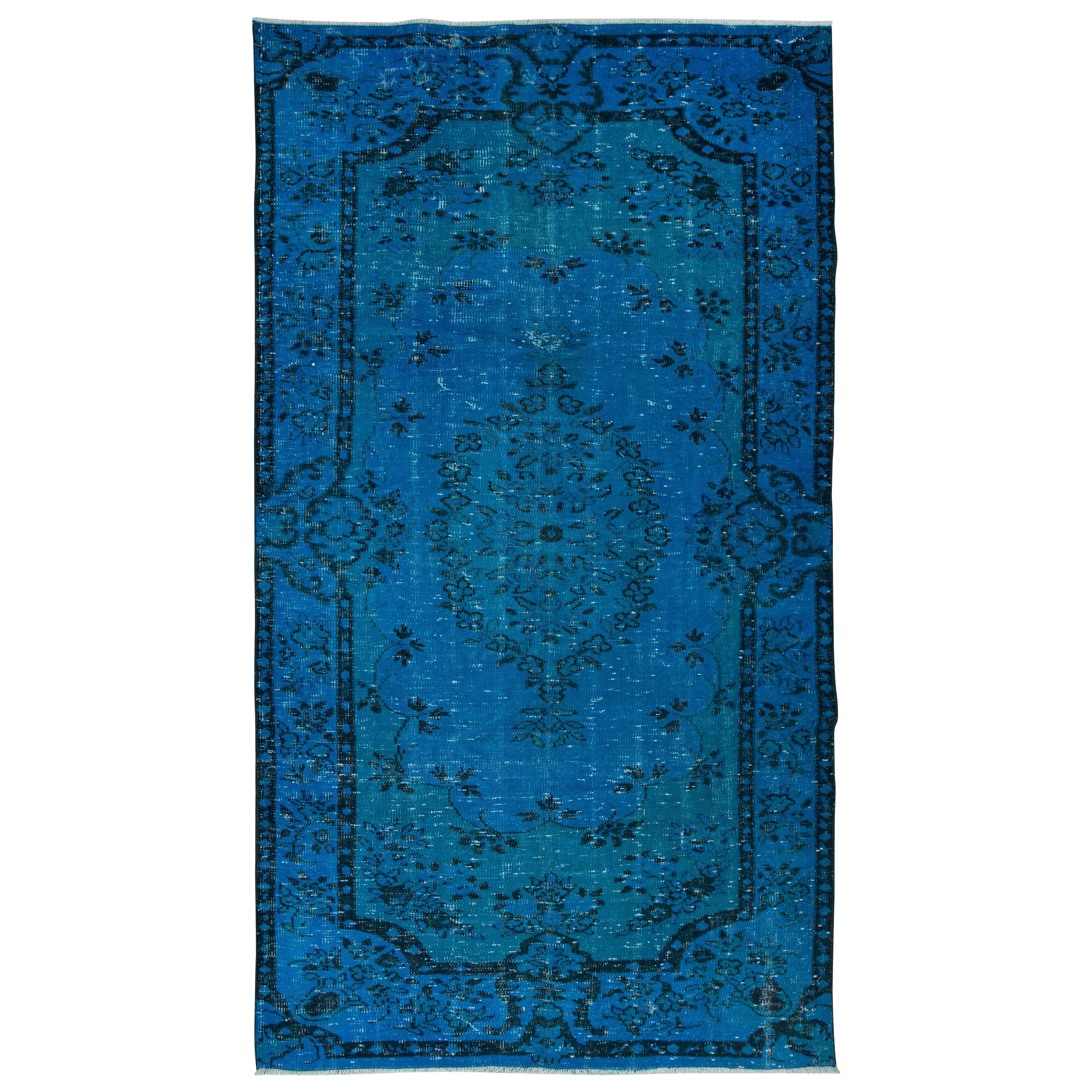 5.3x9.2 Ft Blau Handmade Türkisch Teppich für Wohnzimmer, Schlafzimmer, Esszimmer im Angebot