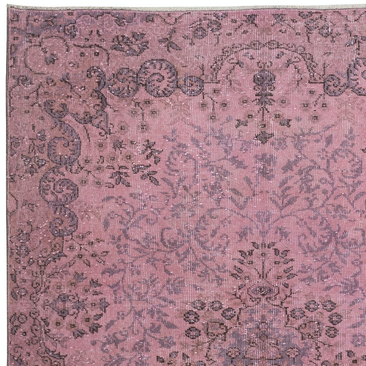 5.3x9.2 Ft handgeknüpft türkische Wolle Bereich Teppich in Rosa. Geschenk für Mädchen (Türkisch) im Angebot