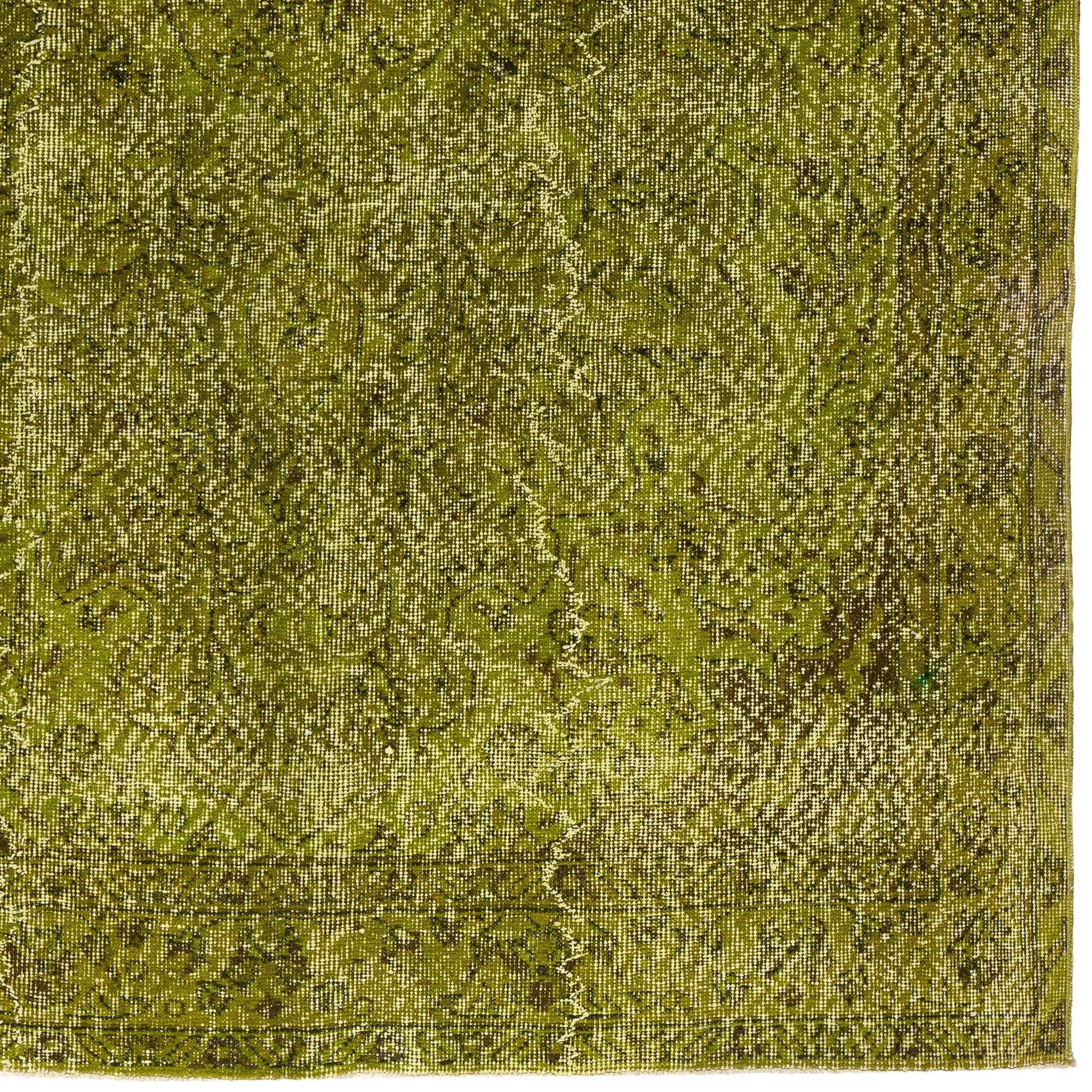 Hand-Woven 5.3x9.2 Ft Handmade Turkish 1960s Rug in Light Green, Modern Olive Green Carpet For Sale
