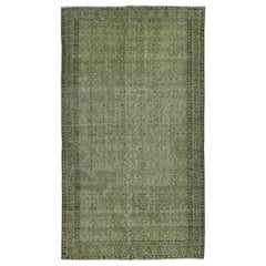 Tappeto moderno fatto a mano con motivi floreali turchi di 5,3x9,2 piedi in colore verde