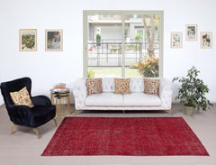 5.3x9.2 Ft Red Handmade Türkischen Bereich Teppich für Wohnzimmer, Schlafzimmer & Esszimmer