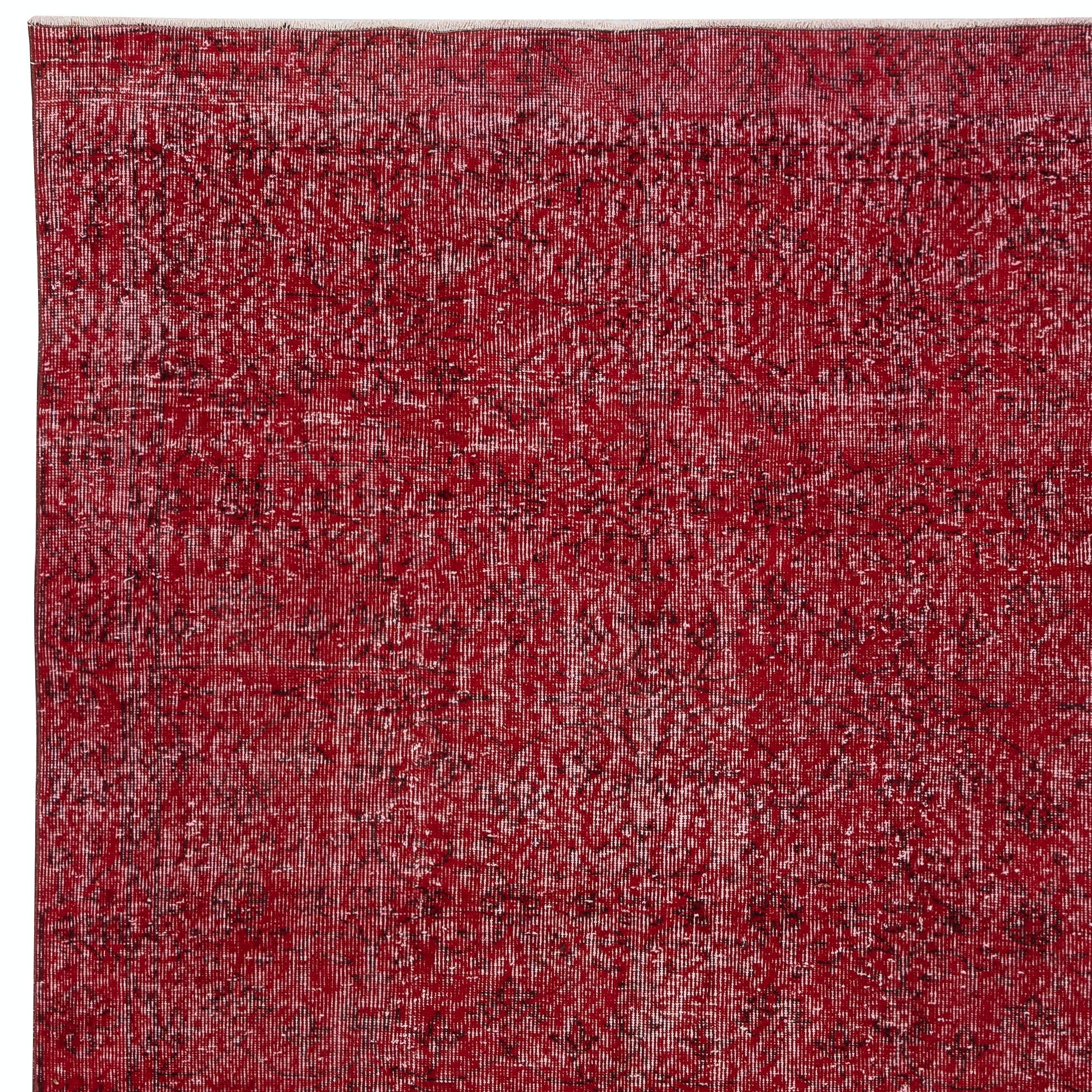 Alfombra turca roja hecha a mano de 5,3 x 9,2 pies para salón, dormitorio y comedor Anudado a mano en venta