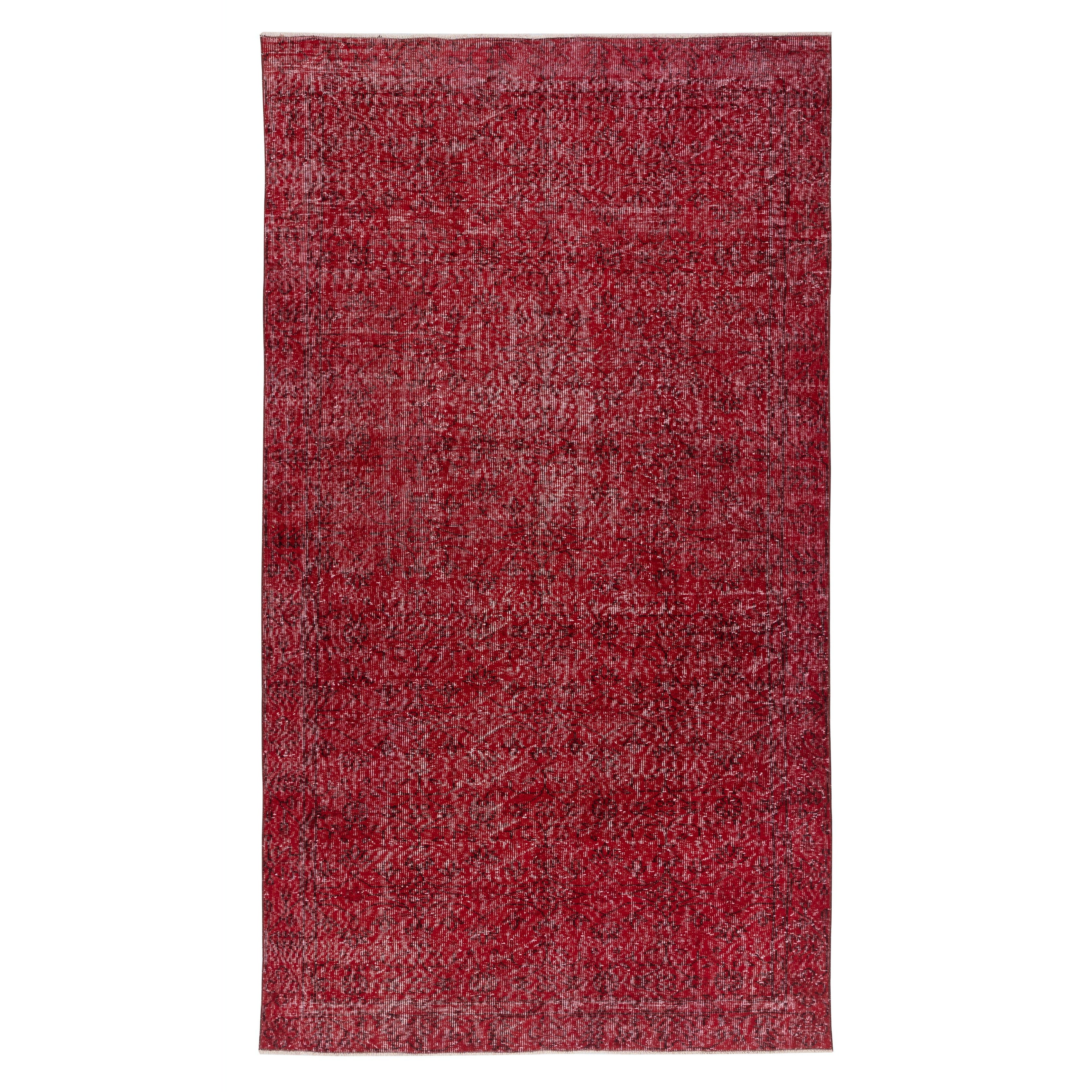 Tappeto turco rosso fatto a mano da 5,3x9,2 piedi per soggiorno, camera da letto e sala da pranzo