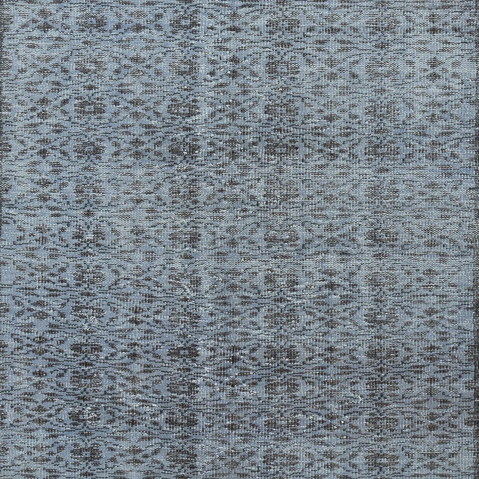 Hand-Knotted 5.3x9.4 Ft Contemporary Floral Design Area Rug in Blue, Hand-knotted in Turkey For Sale