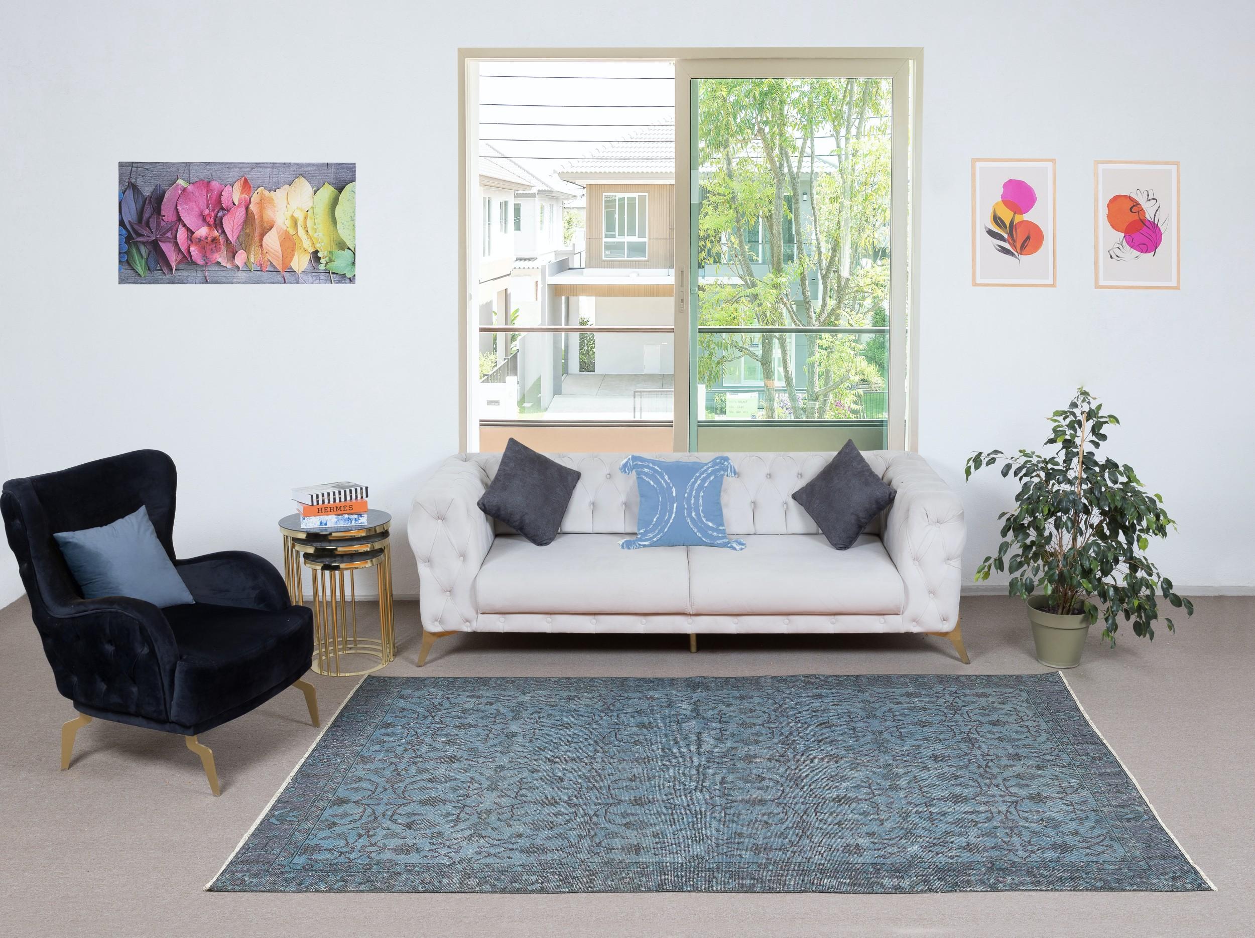 Our over-dyed rugs are all hand-knotted vintage pieces that are recreated in our workshop to cater to a wider range of interior design choices from modern to coastal, from industrial to rustic/cottage. These 50 to 70 year-old rugs were hand-knotted