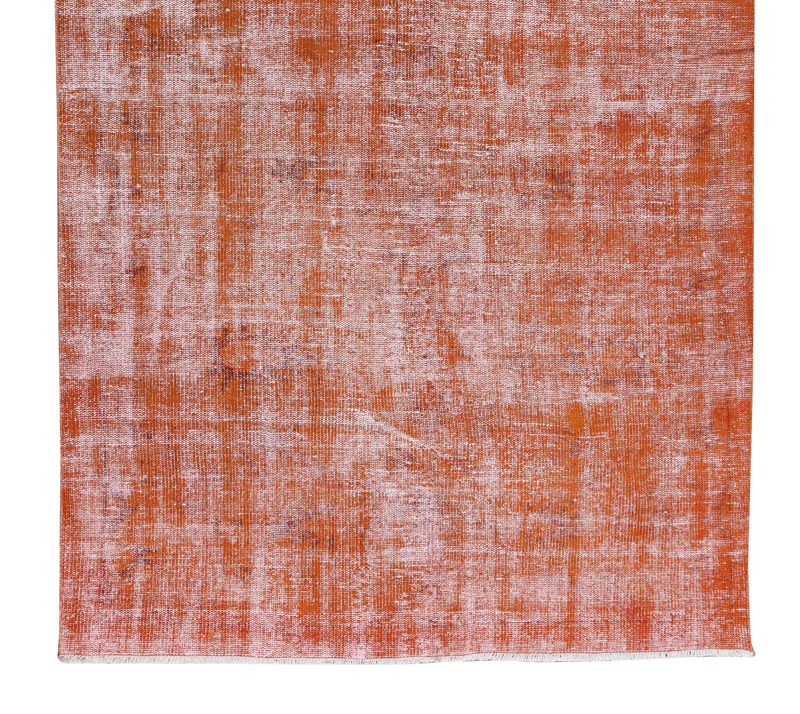5.3x9.6 Ft handgeknüpfter türkischer Flächenteppich, Distressed Vintage Orange Carpet (Handgeknüpft) im Angebot