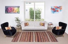 5.3x9.6 Ft Colorful Kilim Made of Hand-Spun Wool, Hand-Woven Turkish Striped Rug