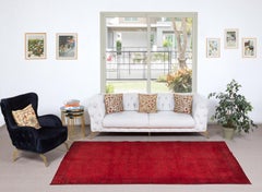 Alfombra turca roja hecha a mano para salón, dormitorio y comedor