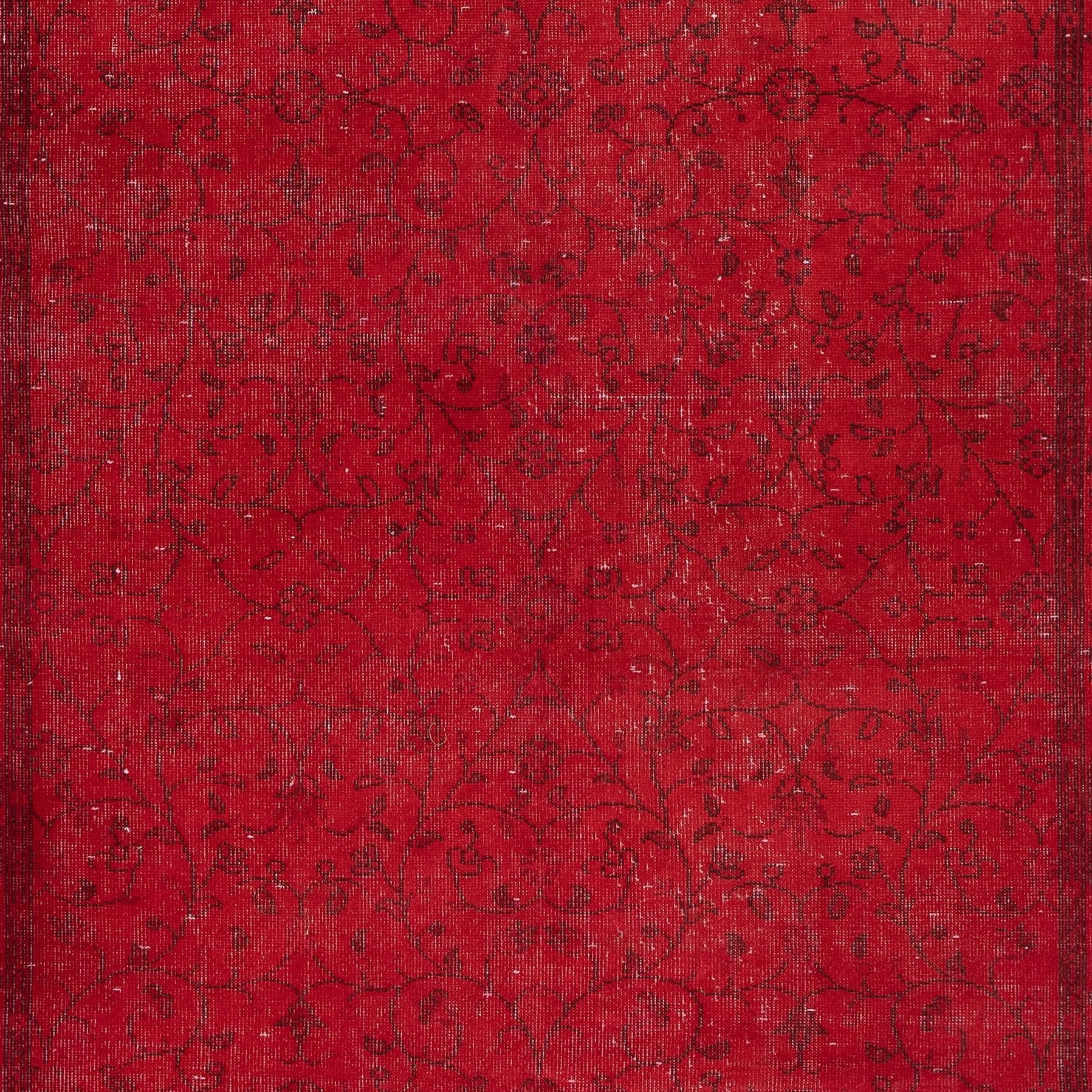 Hand-Knotted 5.3x9.7 Ft Red Handmade Turkish Area Rug for Living Room, Bedroom & Dining Room For Sale