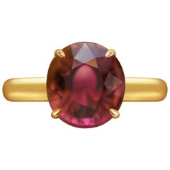 5.4 Carat Bordo Tourmaline 14 Karat Yellow Gold Ring