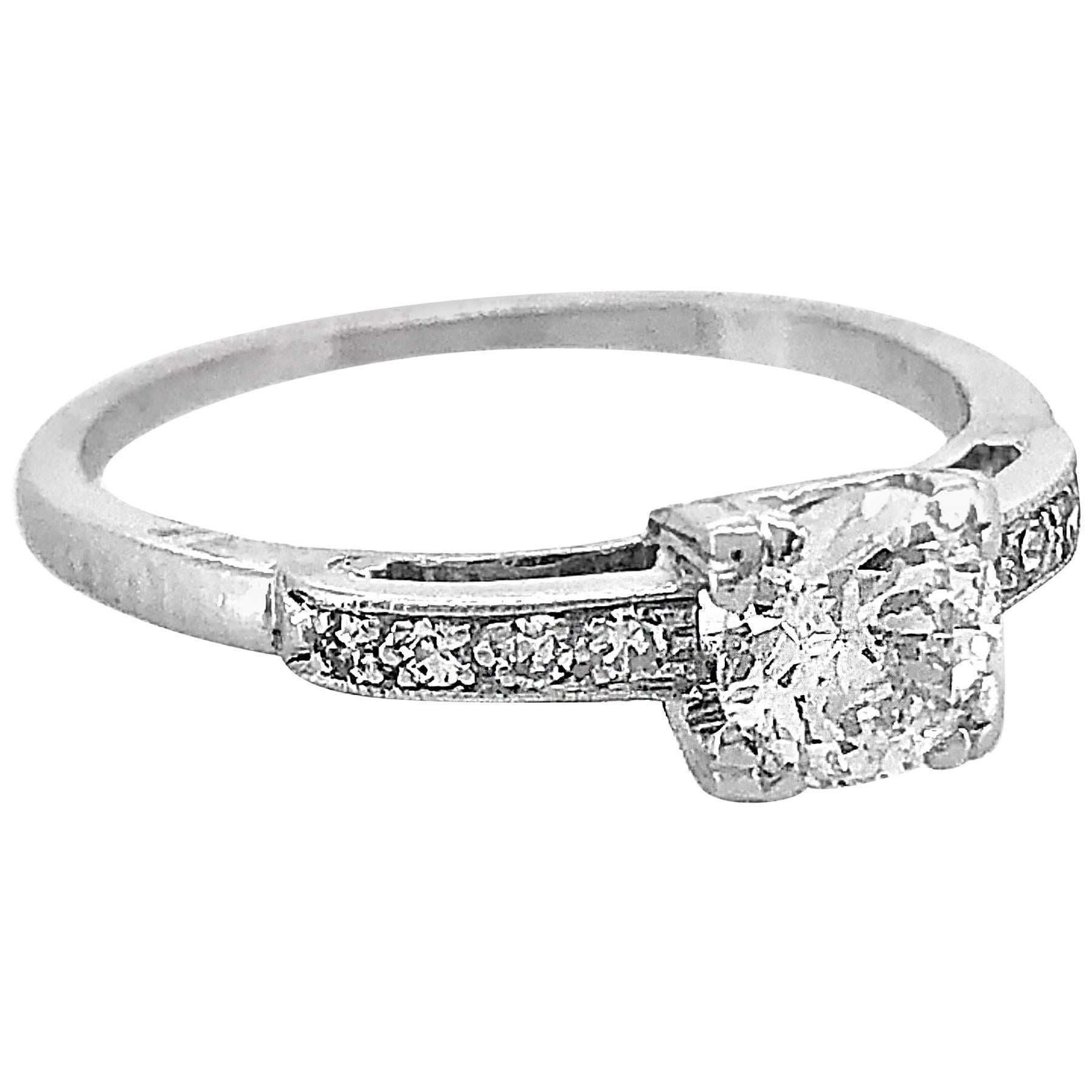 .54 Carat Diamond Platinum Antique Engagement Ring For Sale