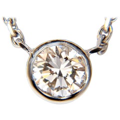 Collier solitaire en or 14 carats avec diamants ronds brillants naturels de 0,54 carat i/vs2