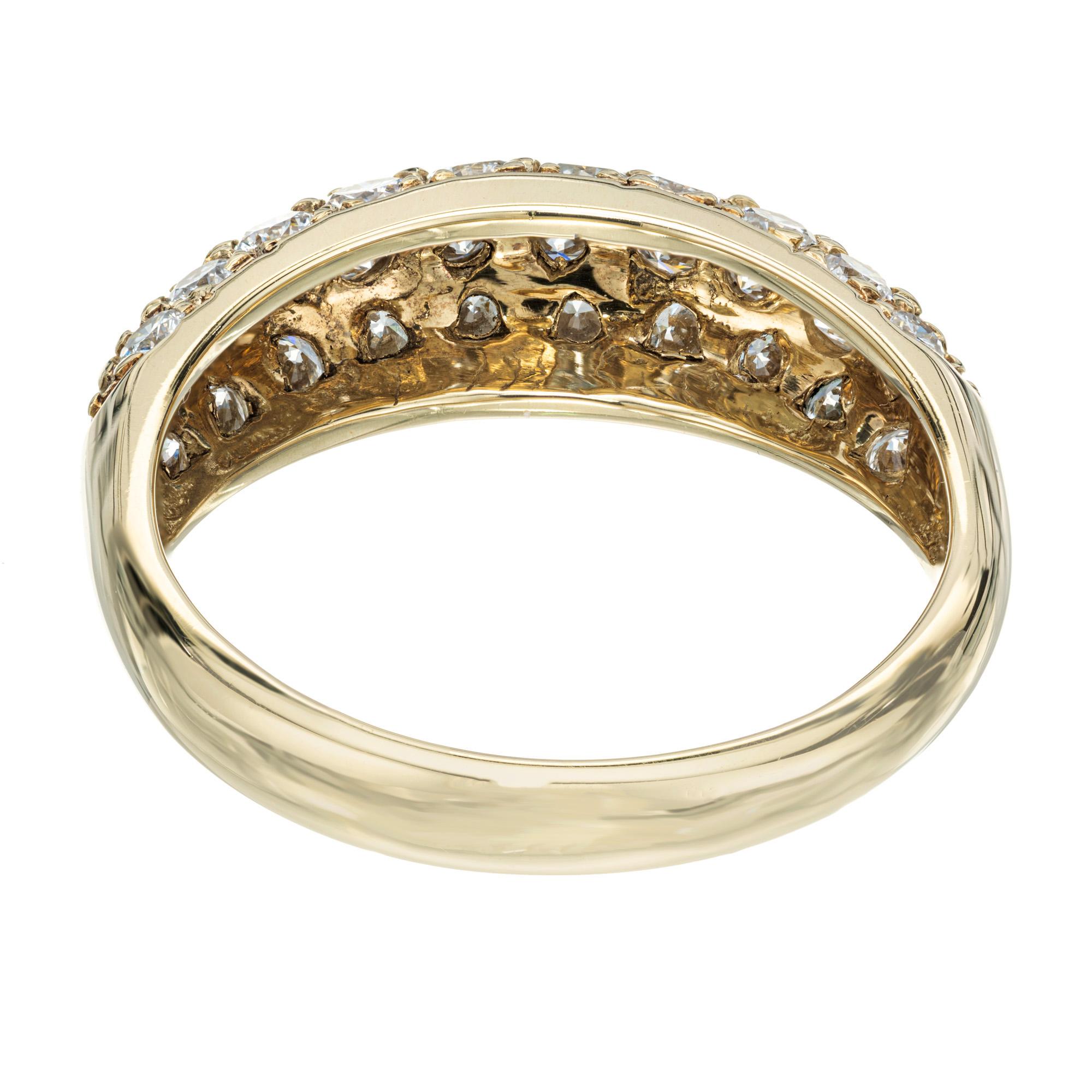 .54 Carat Pave Diamond Yellow Gold Dome Band Ring  In Good Condition For Sale In Stamford, CT