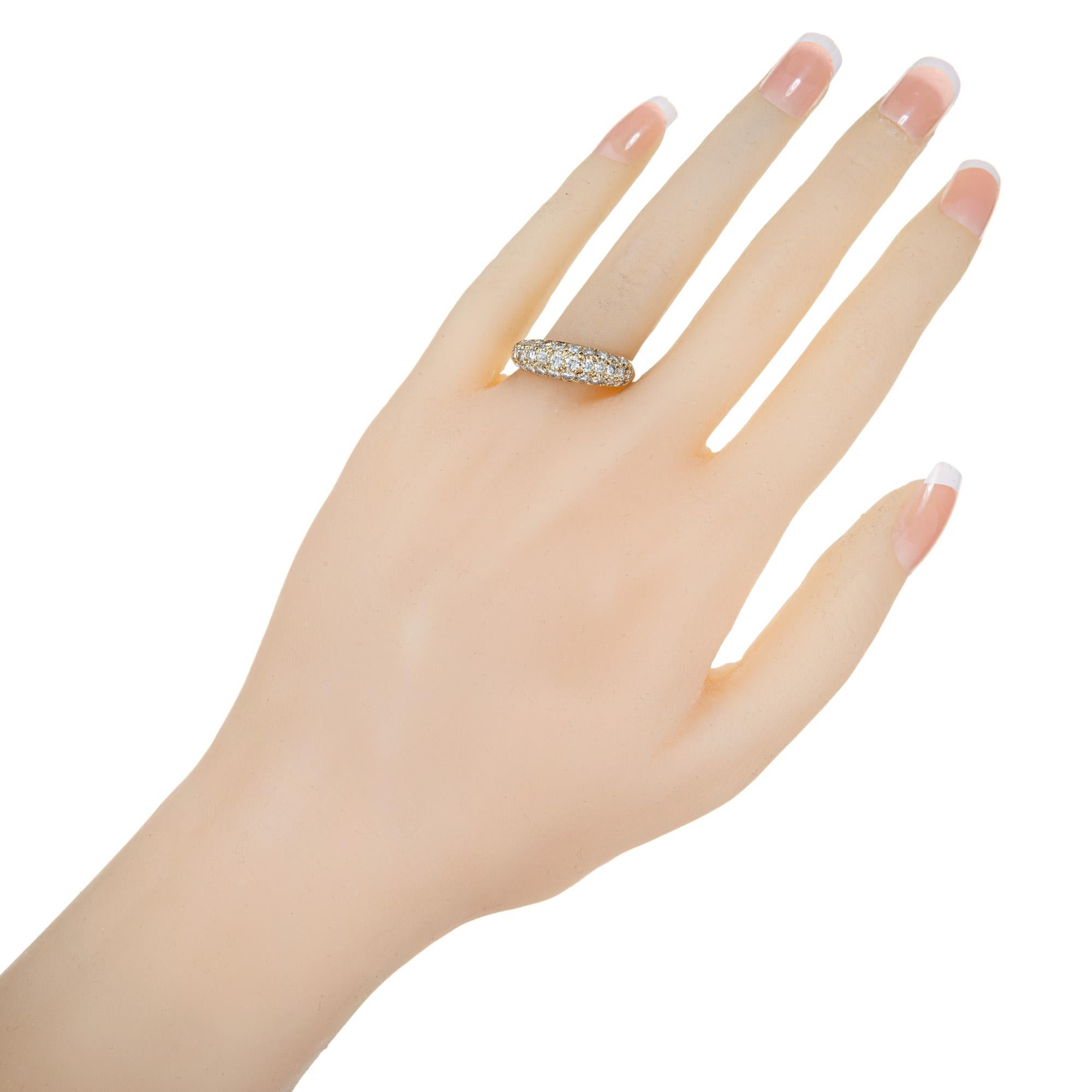 .54 Carat Pave Diamond Yellow Gold Dome Band Ring  For Sale 1
