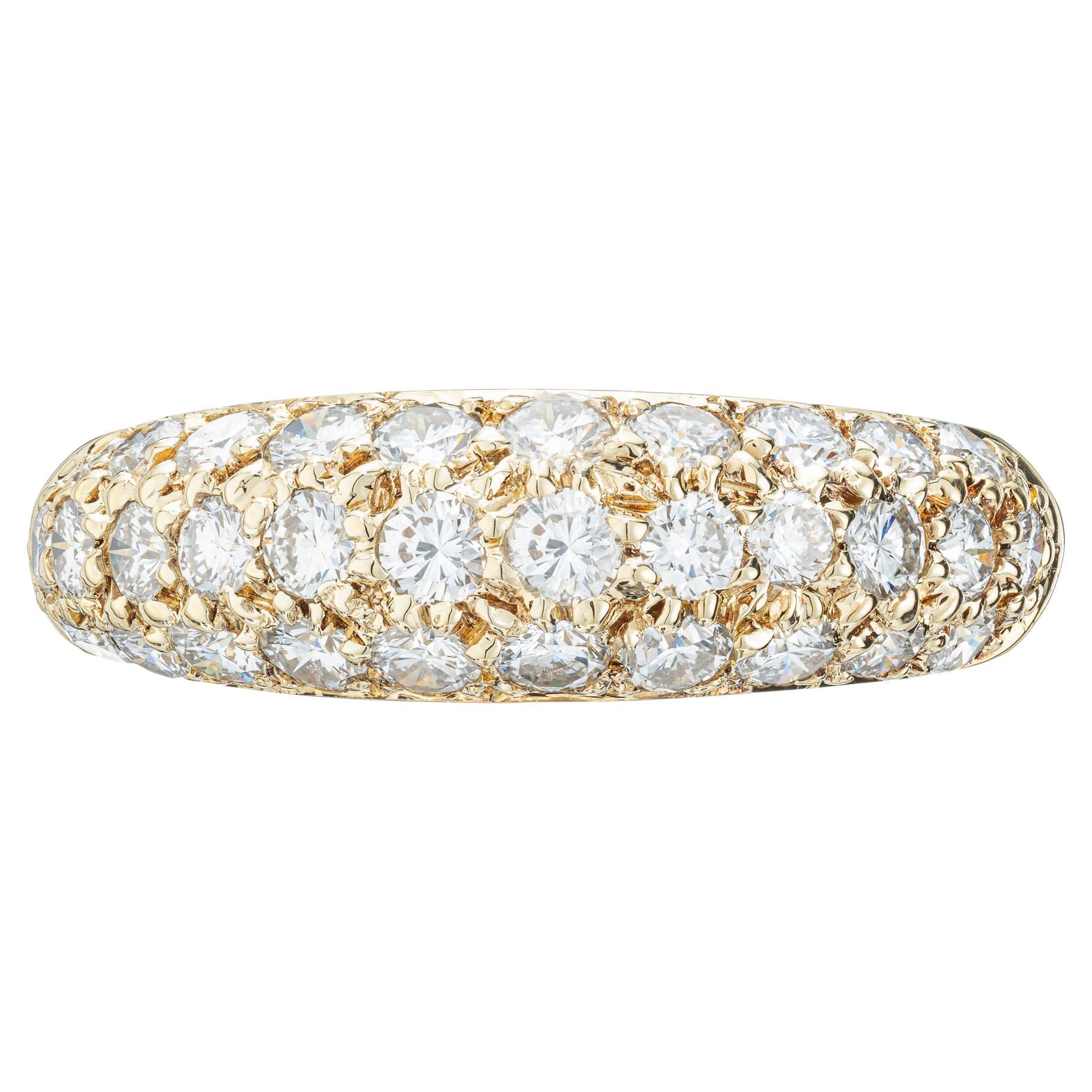 .54 Carat Pave Diamond Yellow Gold Dome Band Ring