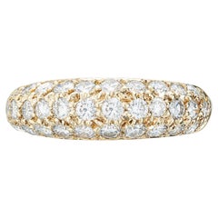 .54 Carat Pave Diamond Yellow Gold Dome Band Ring 