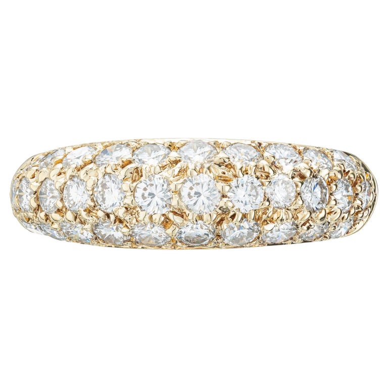 .54 Carat Pave Diamond Yellow Gold Dome Band Ring  For Sale