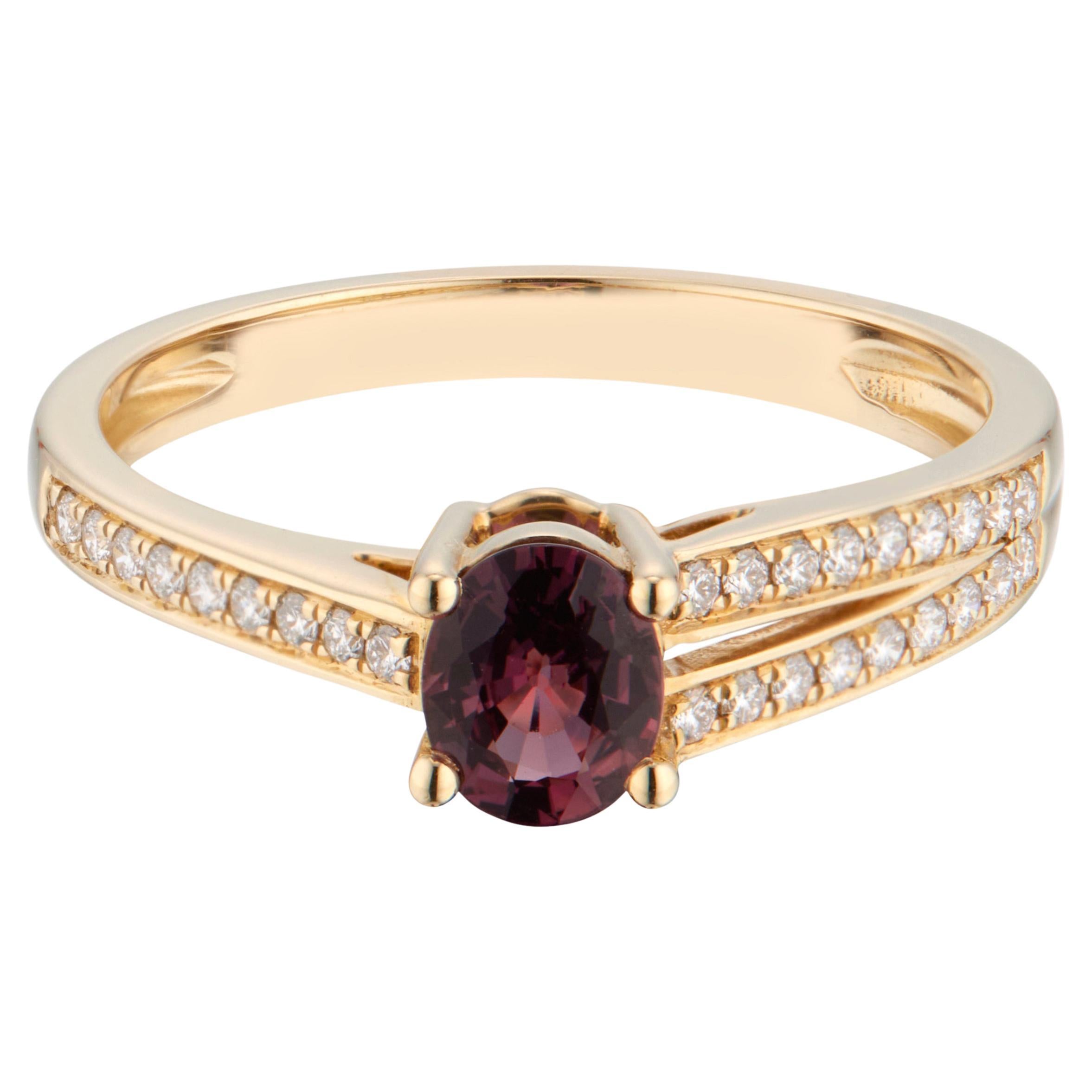 .54 Carat Red Ruby Diamond Yellow Gold Engagement Ring  For Sale