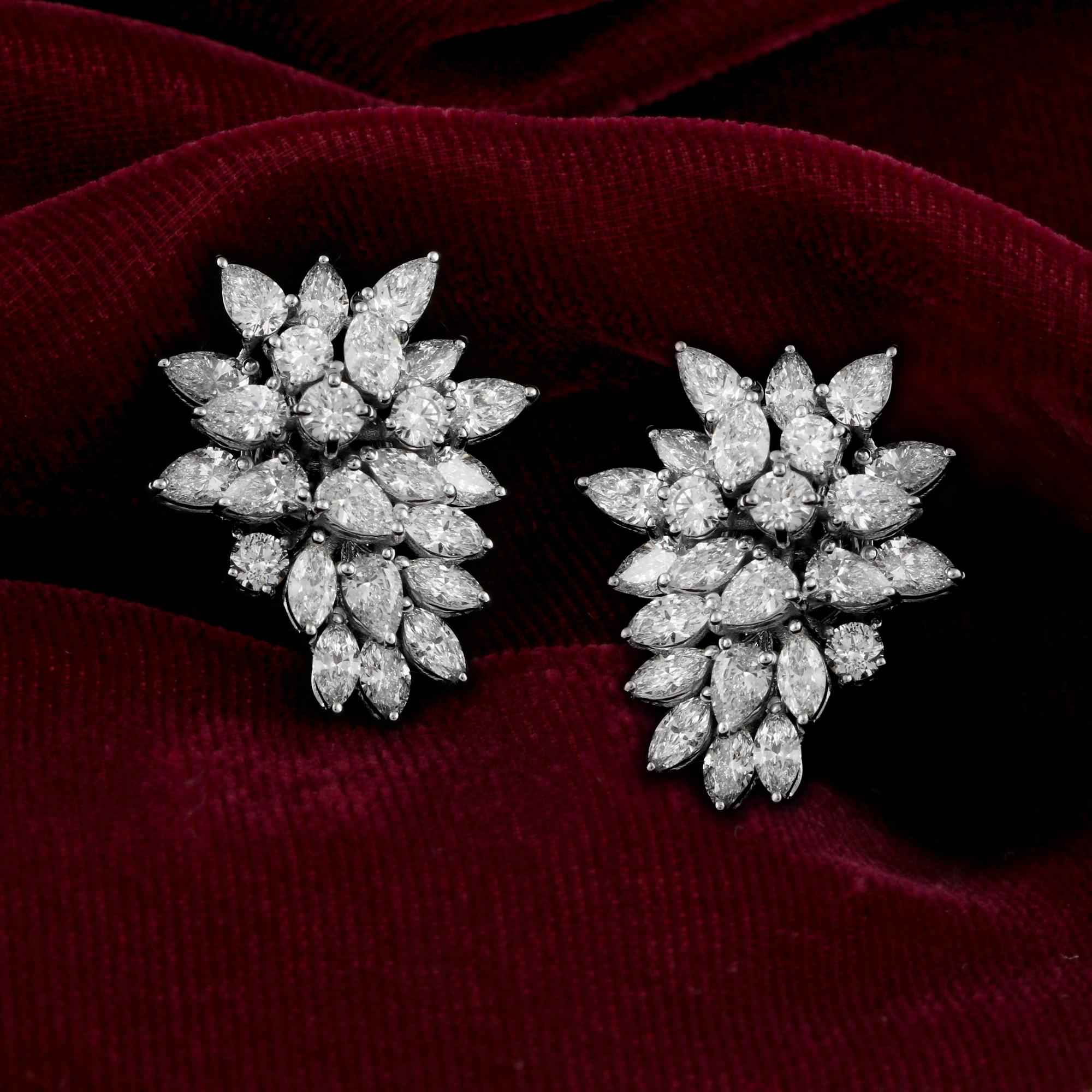 5,4 Karat SI Reinheit HI Farbe Diamant Cluster Ohrstecker 14 Karat Weißgold (Moderne) im Angebot