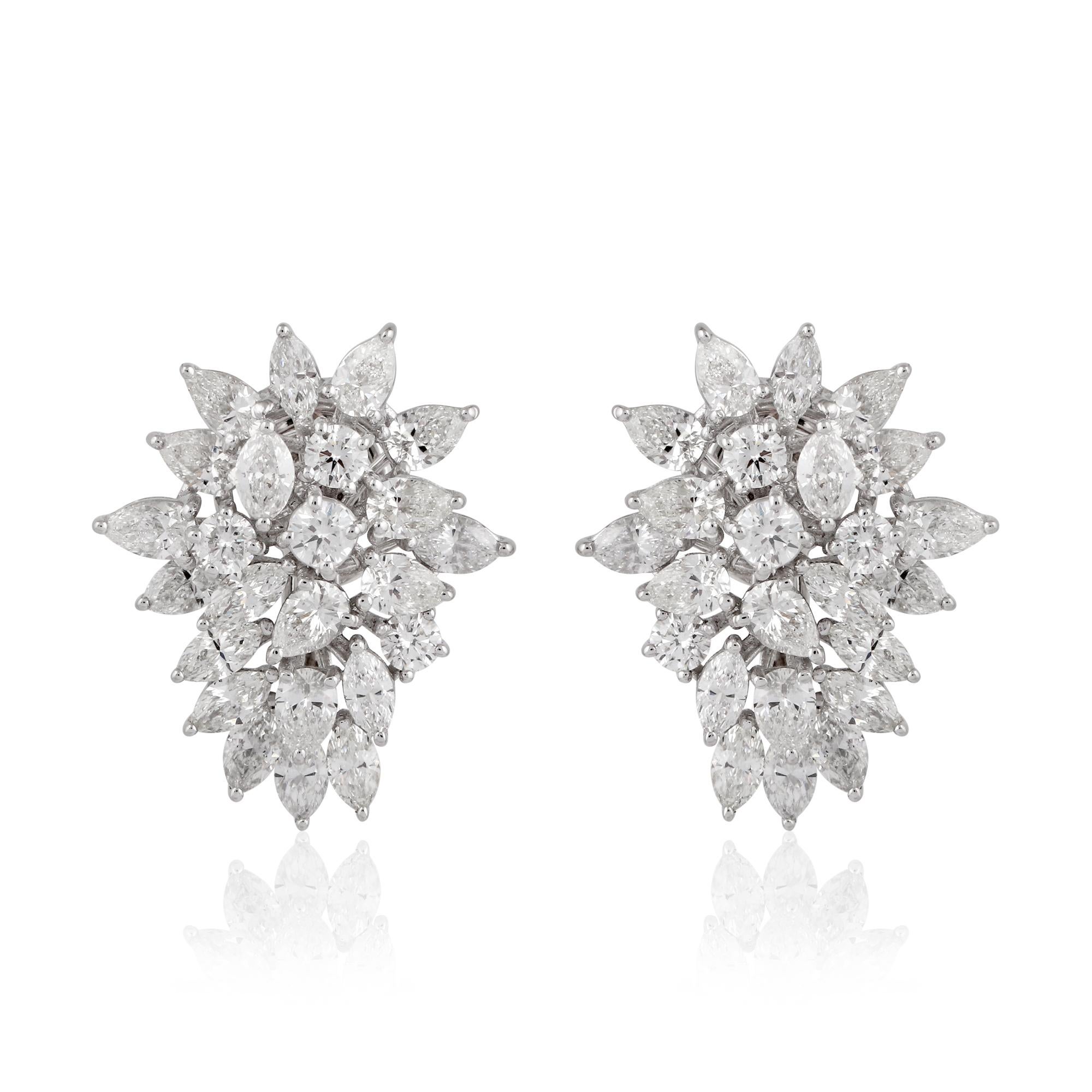 5,4 Karat SI Reinheit HI Farbe Diamant Cluster Ohrstecker 14 Karat Weißgold im Zustand „Neu“ im Angebot in Diera, Dubai