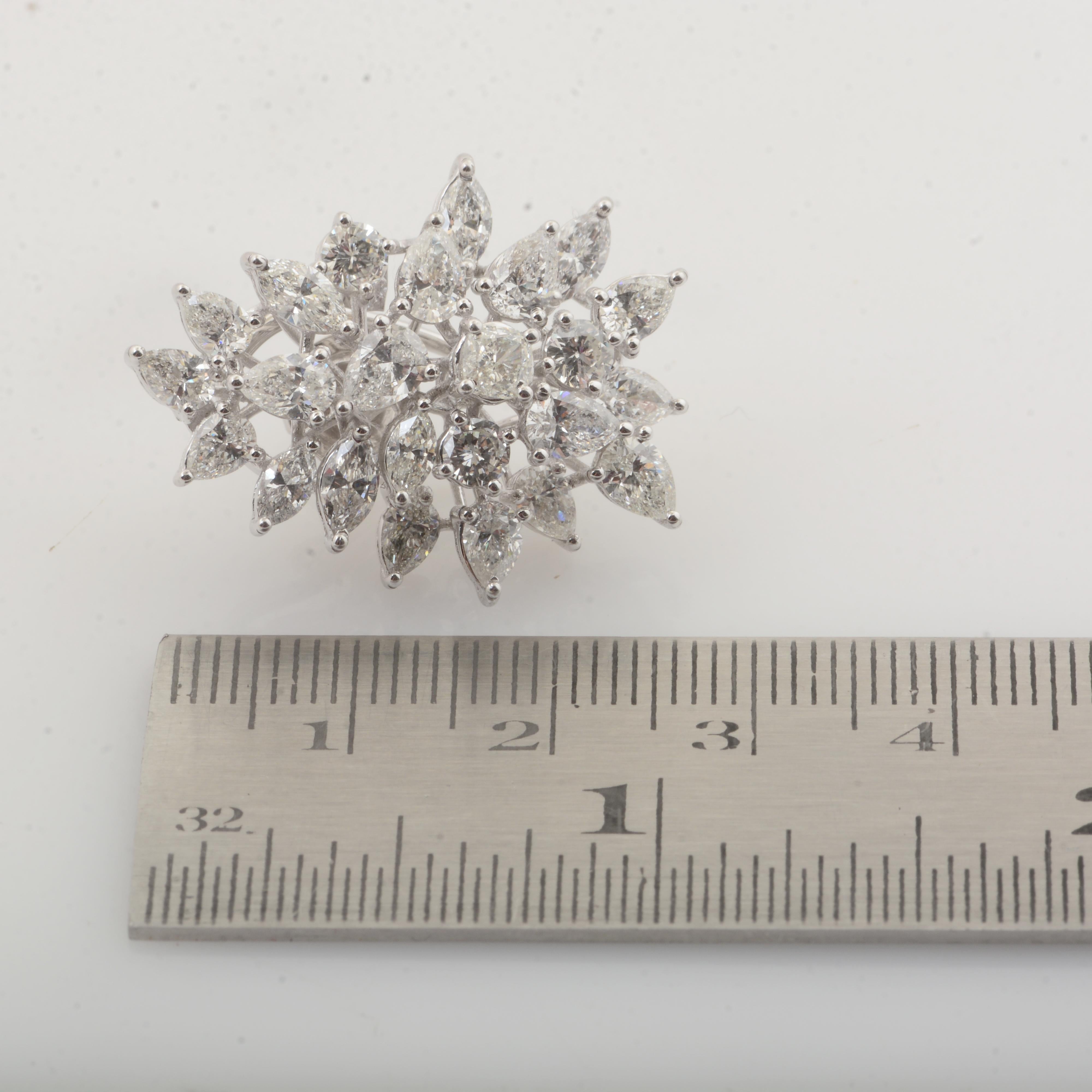 5,4 Karat SI Reinheit HI Farbe Diamant Cluster Ohrstecker 14 Karat Weißgold Damen im Angebot