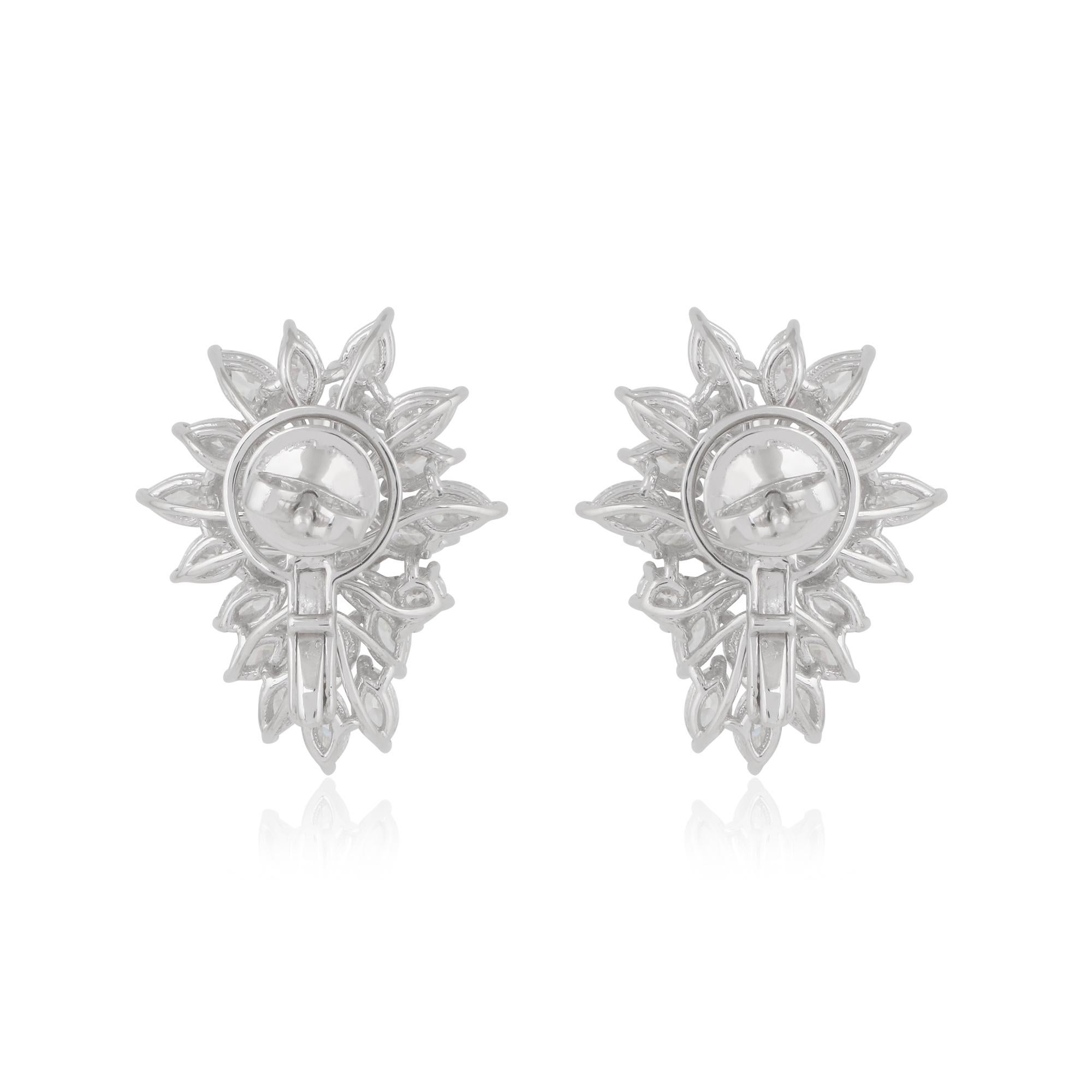 5,4 Karat SI Reinheit HI Farbe Diamant Cluster Ohrstecker 14 Karat Weißgold im Angebot 1