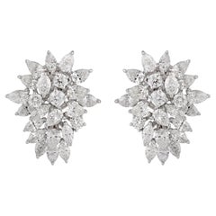 5,4 Karat SI Reinheit HI Farbe Diamant Cluster Ohrstecker 14 Karat Weißgold