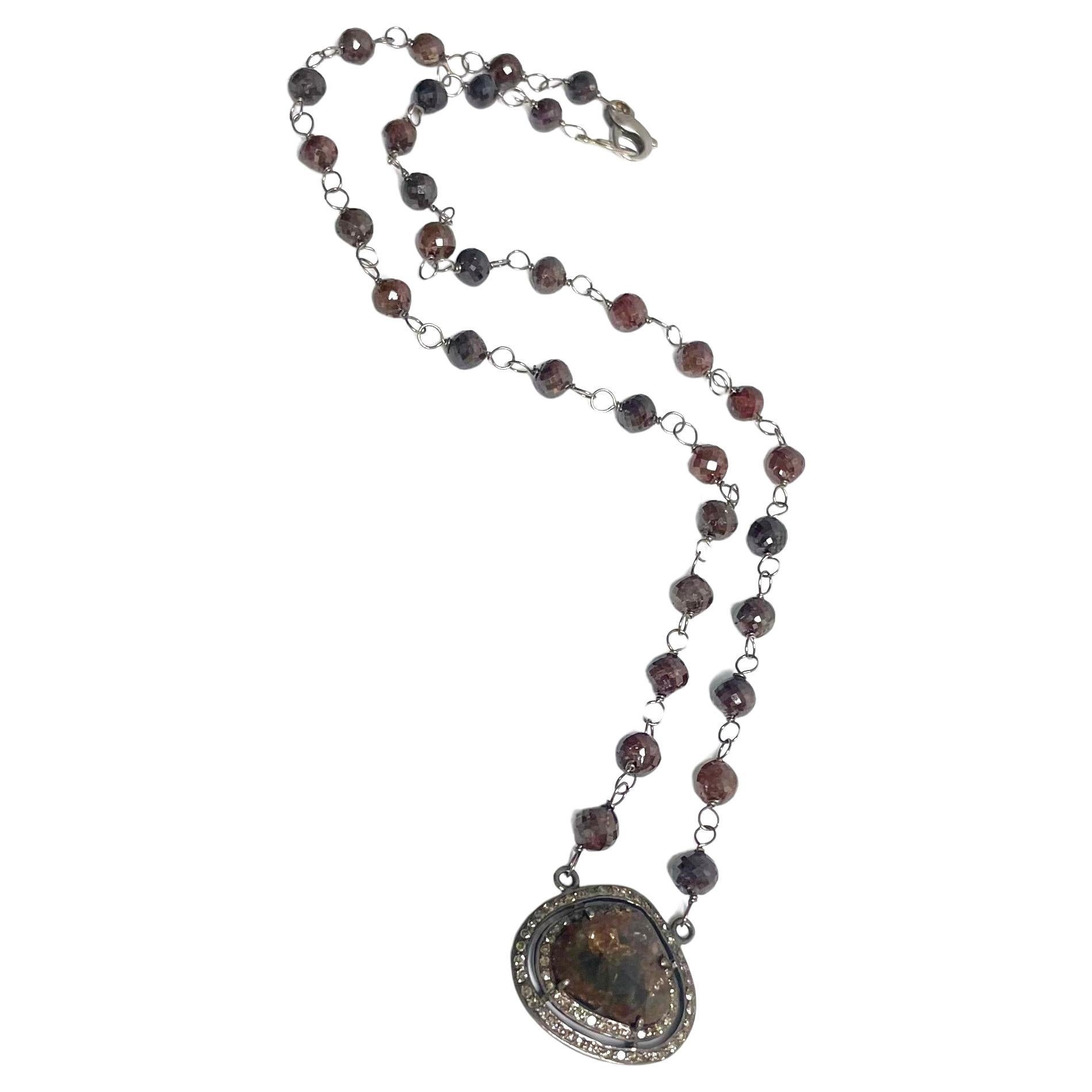 Collier pendentif à tranches de diamants bruns de 54 carats et diamants bruns de 43 carats en vente 8