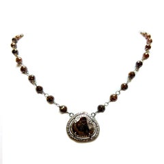 54 Carats Brown Diamonds with 43 Carats Brown Diamond Slice Pendant Necklace