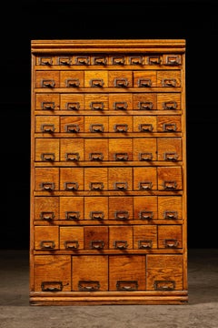54-Drawer Oak Arts & Crafts Movement Small Parts Cabinet