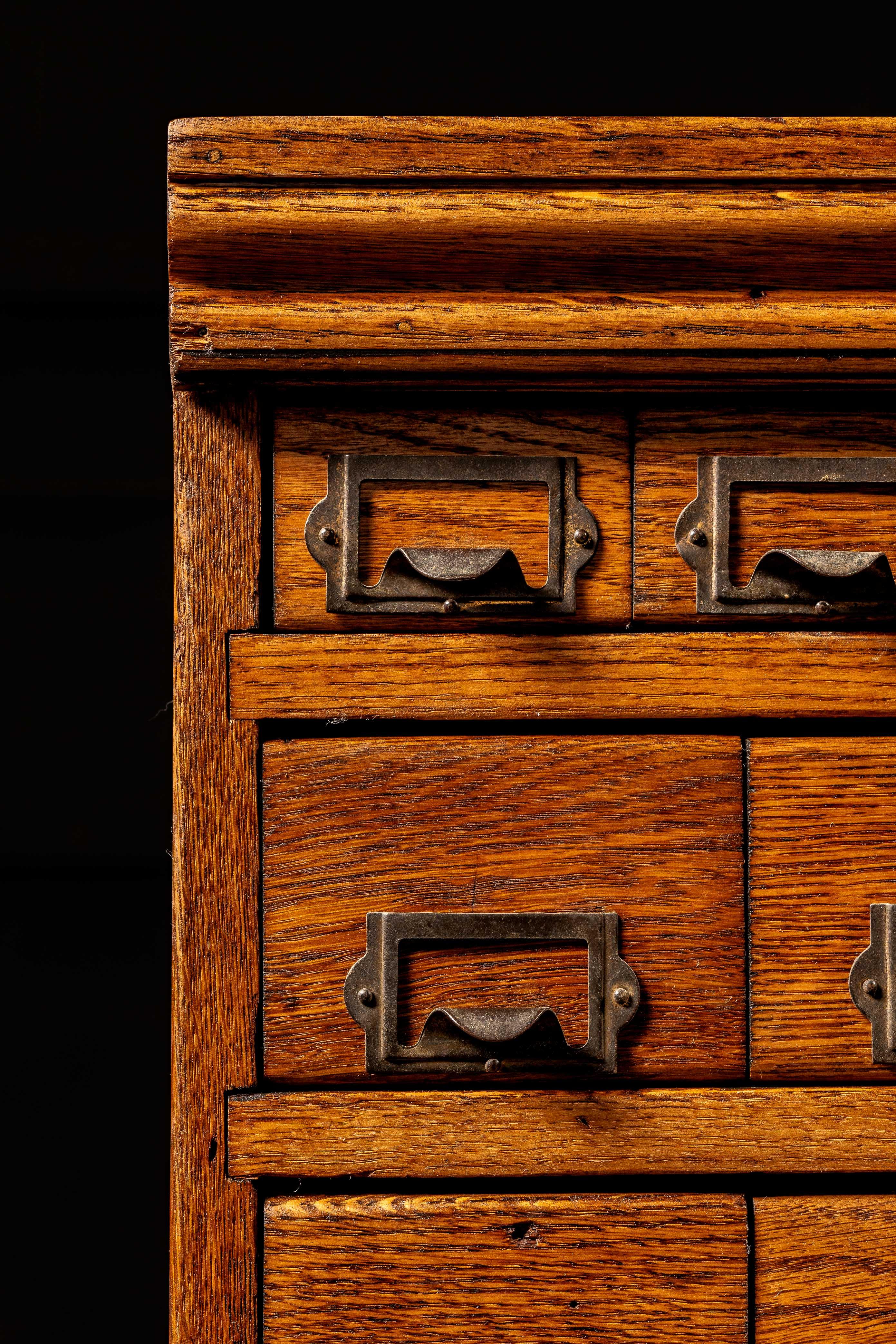 Wood 54-Drawer Oak Arts & Crafts Movement Small Parts Cabinet