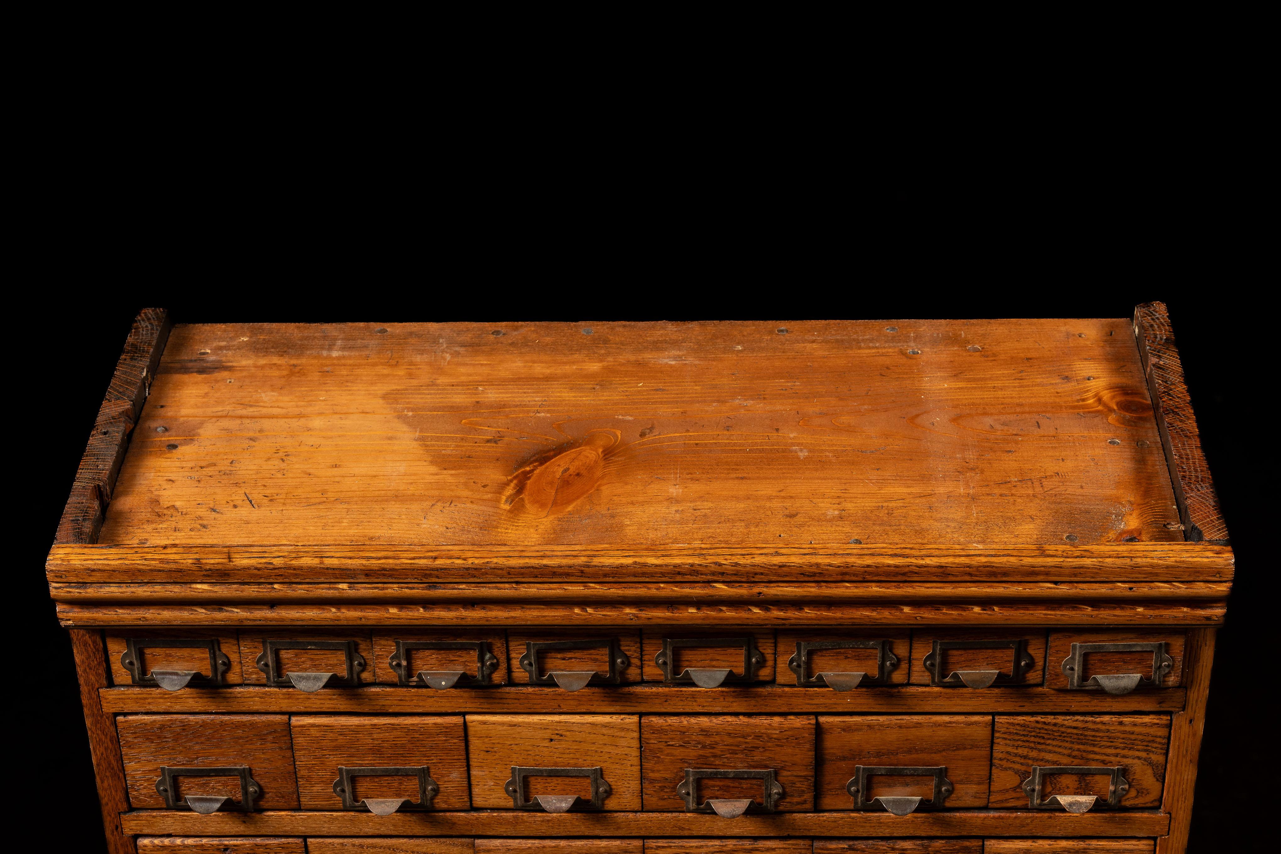 54-Drawer Oak Arts & Crafts Movement Small Parts Cabinet 2