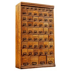 Antique 54-Drawer Oak Arts & Crafts Movement Small Parts Cabinet