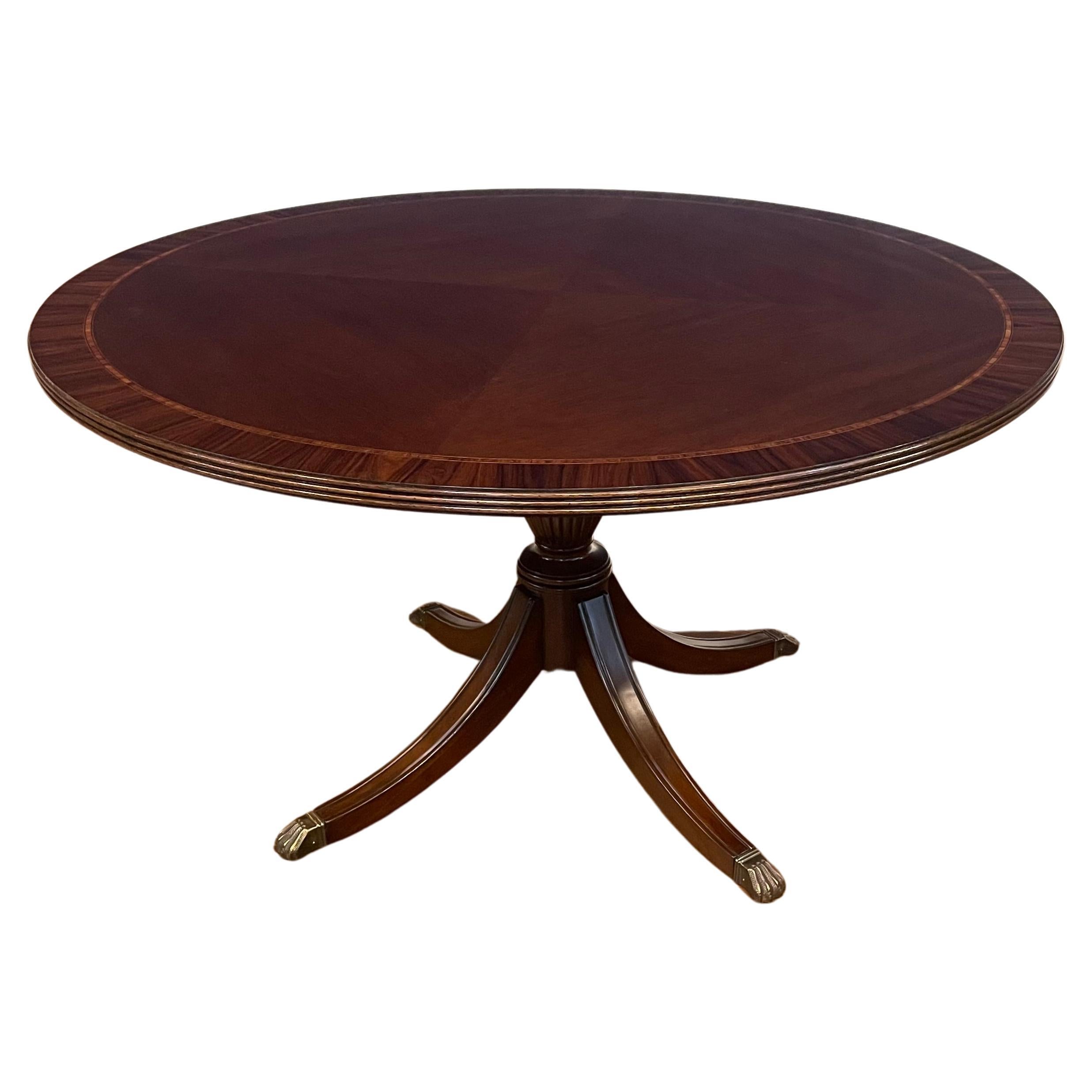 54 Inch Round Mahogany Dining Table by Leighton Hall - Showroom Sample For Sale