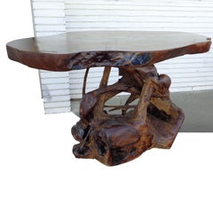 Live Edge Glass Inlaid Dining Console Table