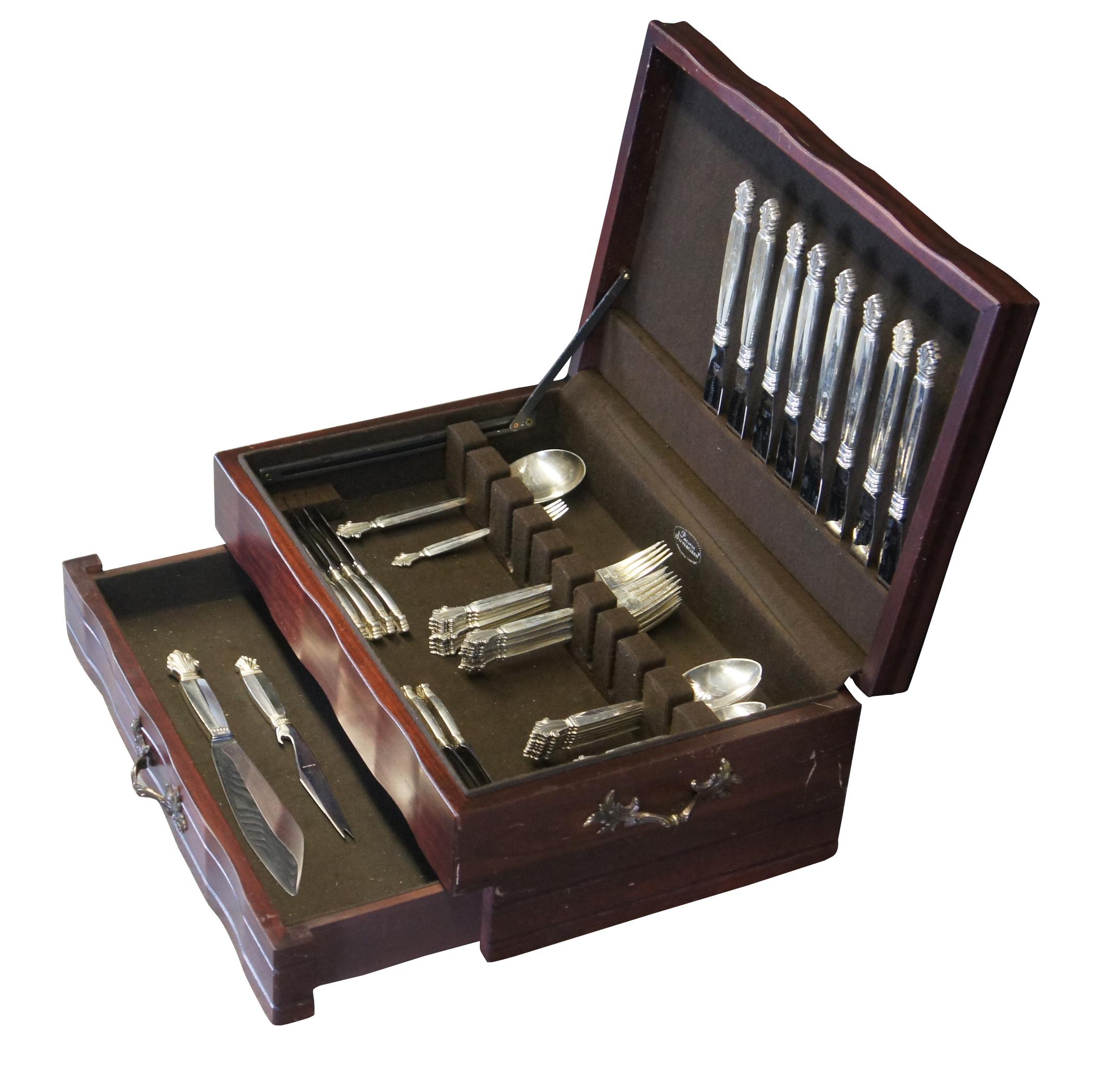 54 piezas Georg Jensen Acanto Cubertería de plata de ley Juego de cubiertos Dinamarca Art Nouveau en venta