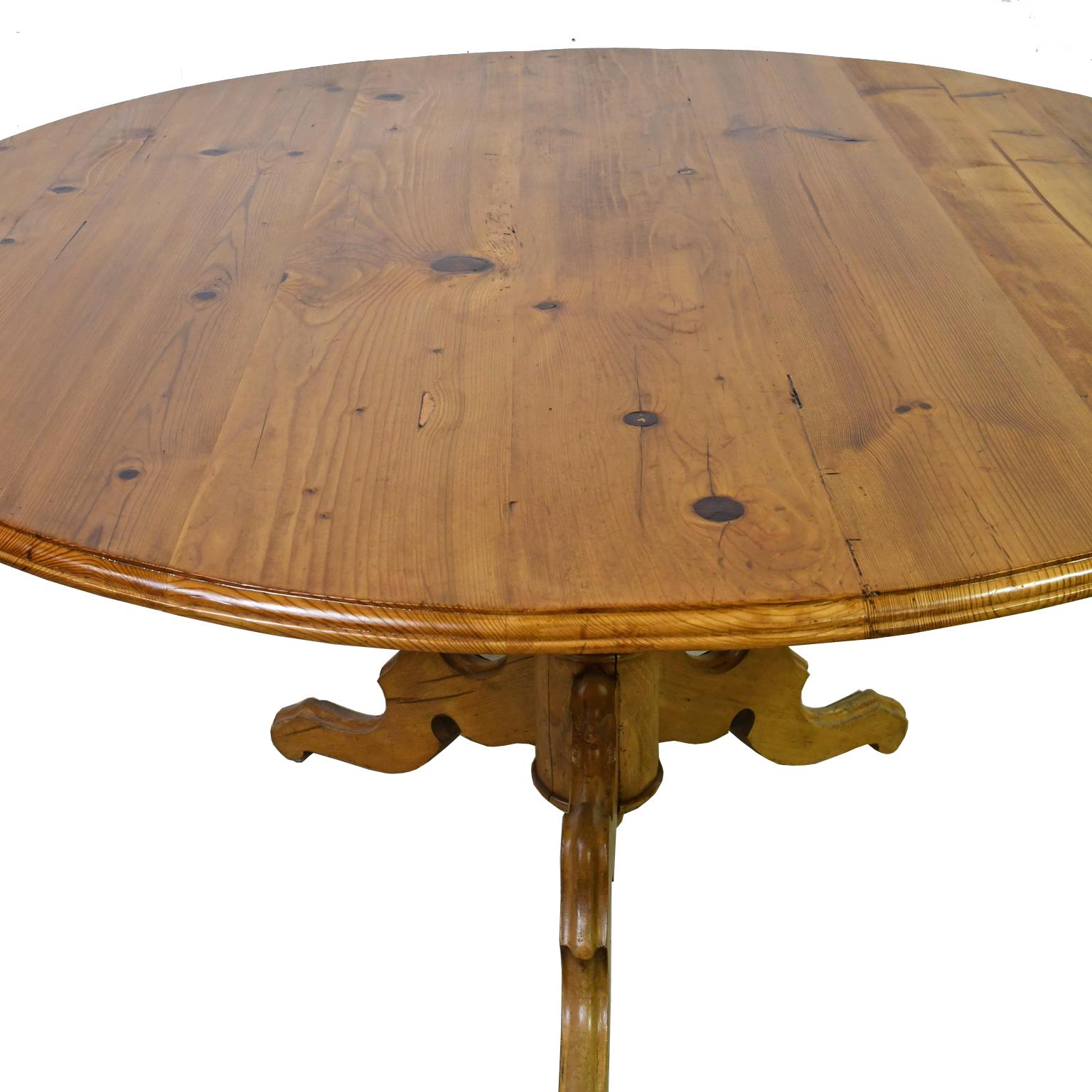 antique pine round dining table