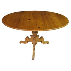 Round Dining Table in Repurposed Pine with Antique Pine Pedestal