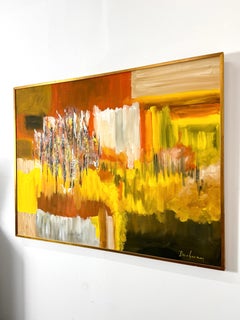 54" x 41" Grande dipinto a olio astratto firmato Vintage Mid Century Modern 1960s