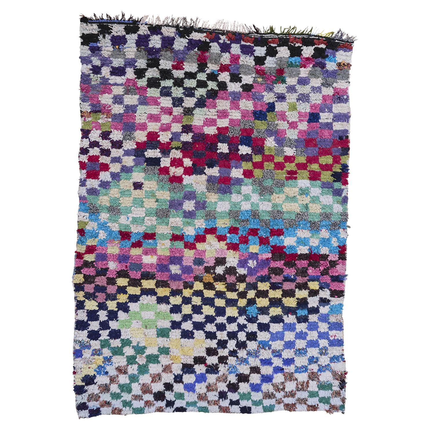 5’4” x 7’10” Bou 07 Multicolor Handmade Moroccan Cotton/Wool Boucherouite Rug