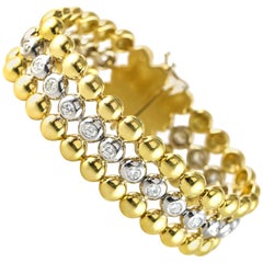 5.40 Carat 18 Karat White and Yellow Gold Diamond In-Line Bracelet