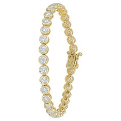 Pulsera de tenis con diamantes naturales engastados en bisel de 5,40 quilates en oro amarillo de 18 quilates