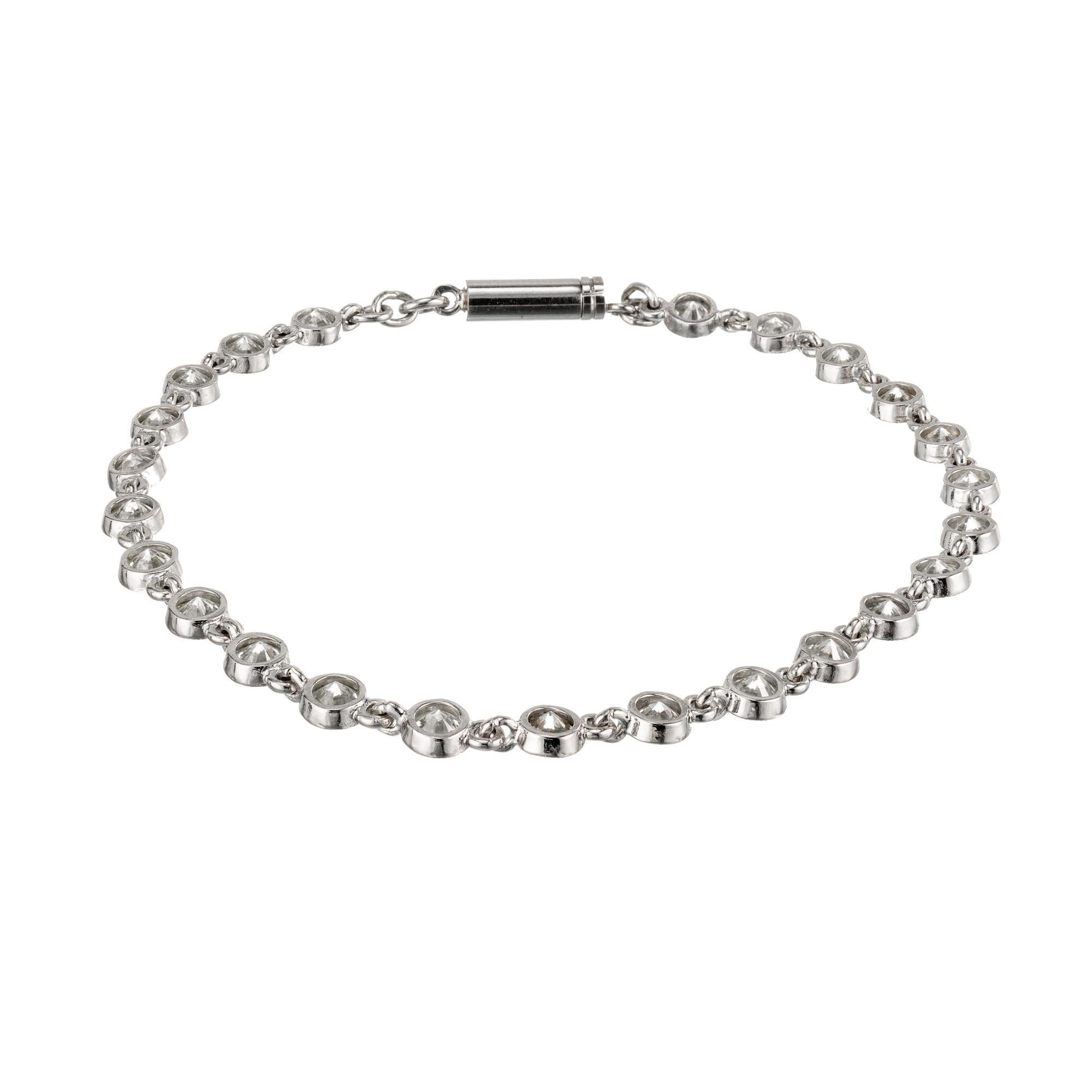 Round Cut 5.40 Carat Brilliant Full Diamond Platinum Tube Set Bracelet For Sale