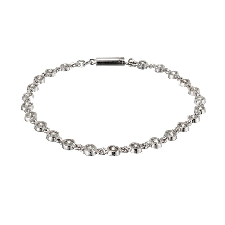 5.40 Carat Brilliant Full Diamond Platinum Tube Set Bracelet For Sale ...