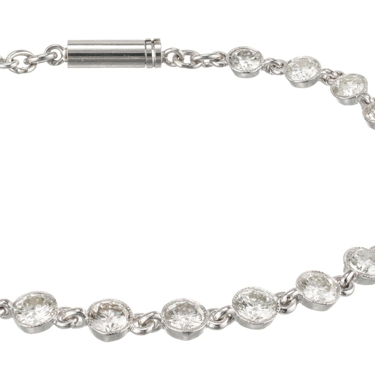 Women's 5.40 Carat Brilliant Full Diamond Platinum Tube Set Bracelet For Sale
